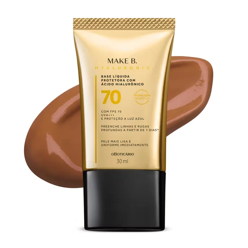 Make B. o Boticário Hyaluronic FPS 70 cor 70 - Base Líquida Protetora 30ml