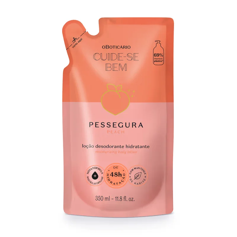 Refil Loção Desodorante Hidratante Corporal Cuide-se Bem Pessegura 350ml