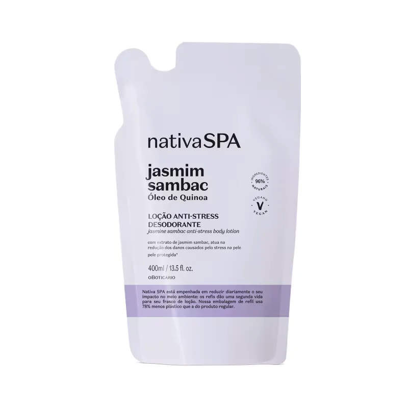 Refil Loção Hidratante Desodorante Corporal Anti-stress Nativa SPA Jasmim Sambac 400ml