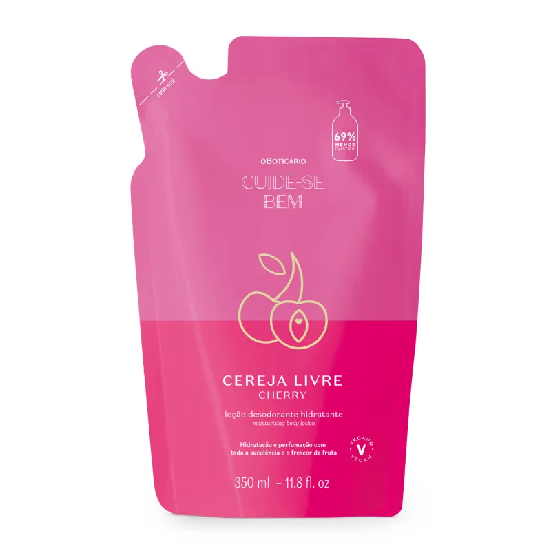 Refil Loção Hidratante Desodorante Corporal Cuide-se Bem Cereja Livre 350ml