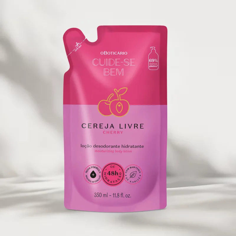 Refil Loção Hidratante Desodorante Corporal Cuide-se Bem Cereja Livre 350ml