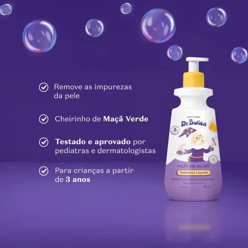 Sabonete Líquido Infantil Dr. Botica Poção das Bolhas 400ml
