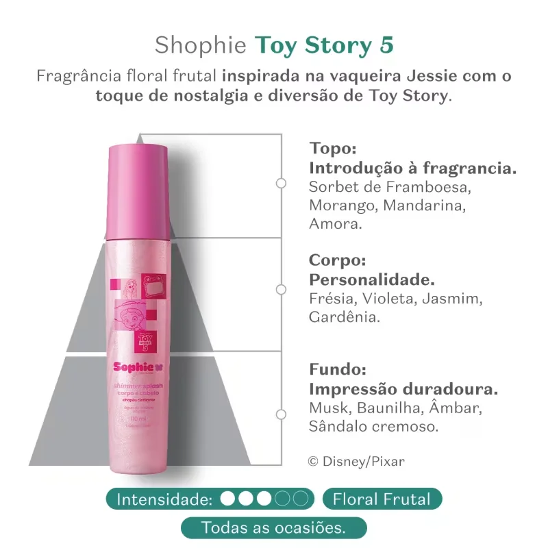 Shimmer Splash Corpo e Cabelo Sophie Toy Story 5 Chapéu Cintilante 110ml